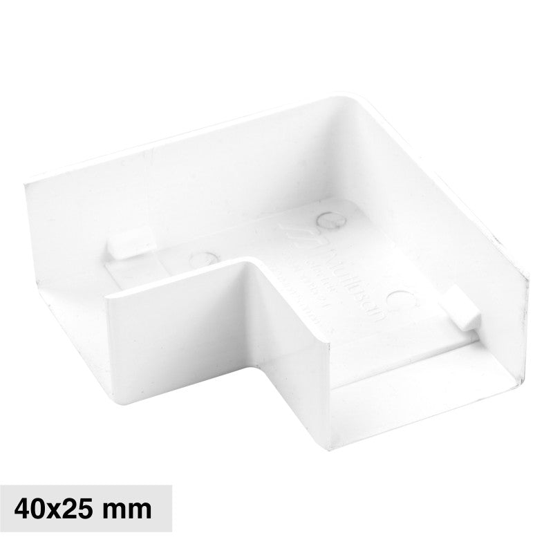 Elmark Angolo a L per 2 Canaline Passacavi 40x25 in Plastica Bianca - mod. 56240254
