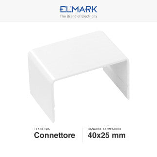 Elmark Connettore Giunto per Canaline Passacavi 40x25 in Plastica Bianca - mod. 56240255