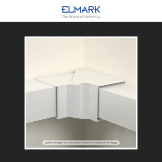 Elmark Angolo Interno Regolabile per 2 Canaline Passacavi 40x40 in Plastica Bianca - mod. 56240402