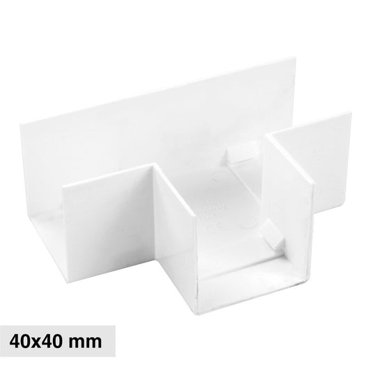 Elmark Angolo a T per 3 Canaline Passacavi 40x40 in Plastica Bianca - mod. 56240403