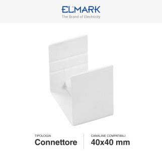 Elmark Connettore Giunto per Canaline Passacavi 40x40 in Plastica Bianca - mod. 56240405