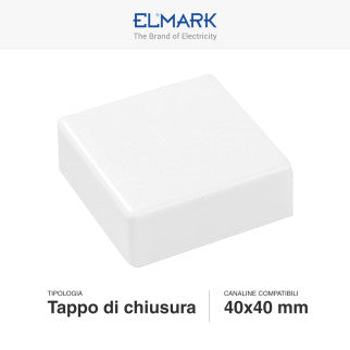 Elmark Tappo di Chiusura per Canaline Passacavi 40x40 in Plastica Bianca - mod. 56240406