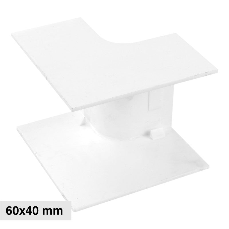 Elmark Angolo a T per 3 Canaline Passacavi 60x40 in Plastica Bianca - mod. 56260403