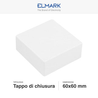 Elmark Tappo di Chiusura per Canaline Passacavi 60x60 in Plastica Bianca - mod. 56260606