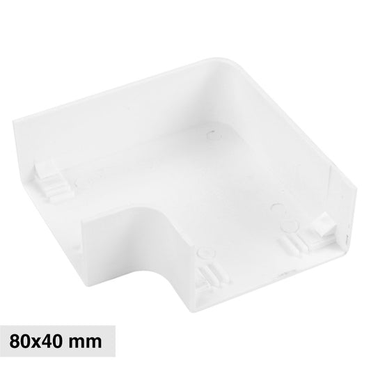Elmark Angolo a L per 2 Canaline Passacavi 80x40 in Plastica Bianca - mod. 56280404