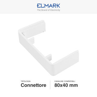 Elmark Connettore Giunto per Canaline Passacavi 80x40 in Plastica Bianca - mod. 56280405