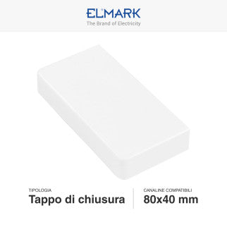 Elmark Tappo di Chiusura per Canaline Passacavi 80x40 in Plastica Bianca - mod. 56280406