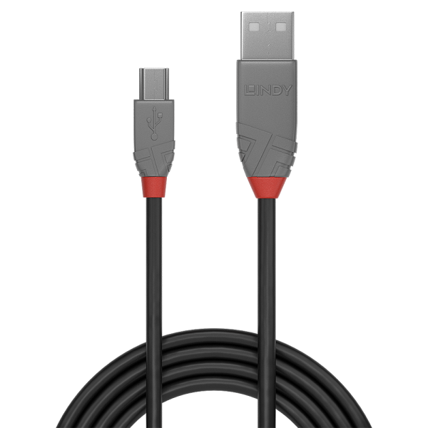 LINDY 3M USB 2.0 KABEL A/MINI-B, ANTHRA [36724]