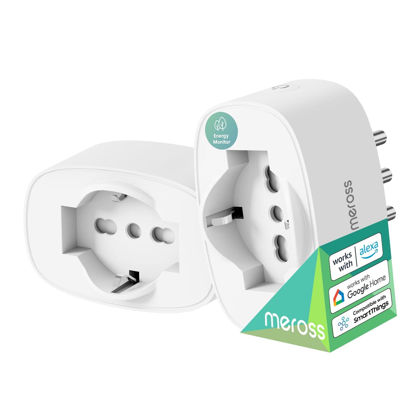 Meross Presa Smart Italiana, Presa WiFi (Type C, F, L) con Monitoraggio Consumi, Presa Intelligente 16A, Compatibile con Alexa, Google Home e SmartThings, Controllo Vocale e Remoto, 3840W, 2 Pezzi