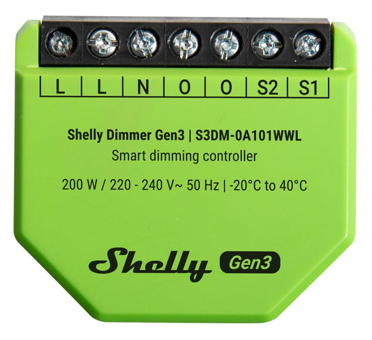 Shelly Dimmer Gen3, WLAN Smart Dimmer, automazione domestica, luci dimmerabili, strisce LED, senza conduttori neutri, pianificazioni intelligenti, nessun hub richiesto, iOS & Android, Alexa e Google