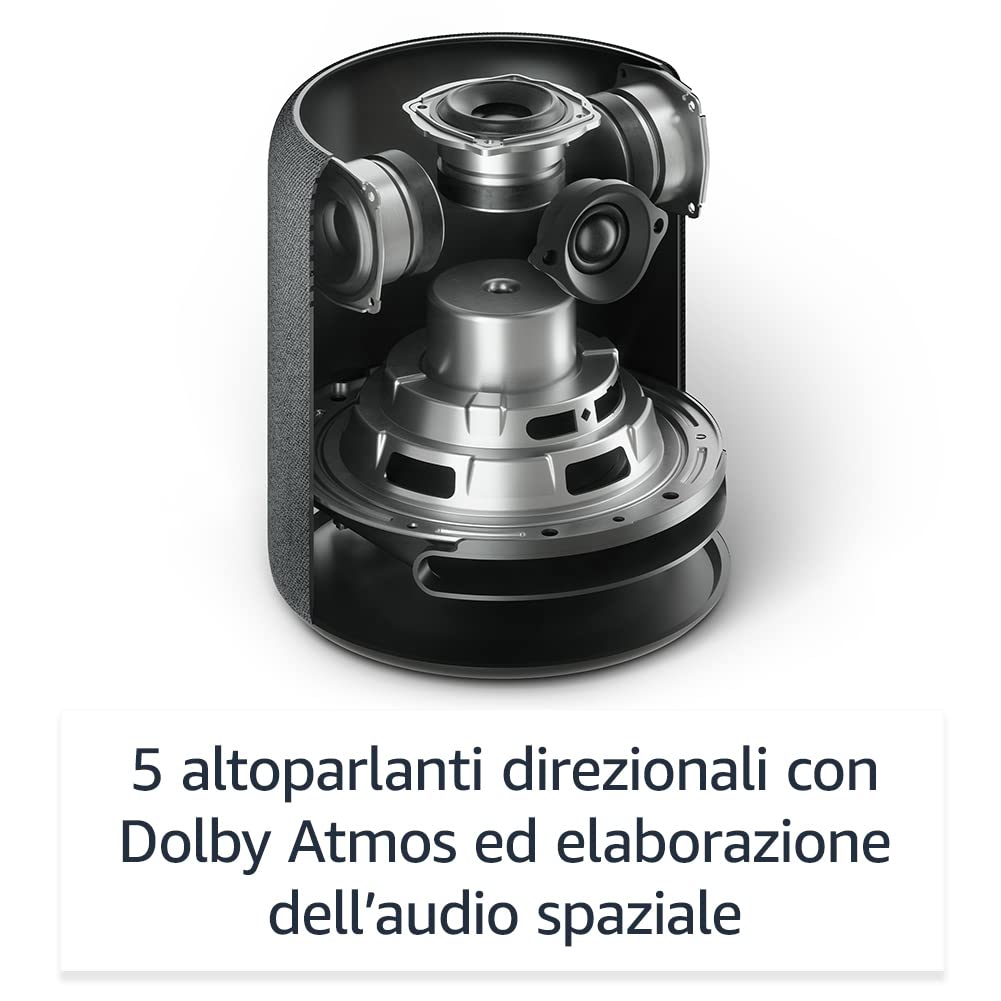 Echo Studio | Il nostro altoparlante Wi-Fi e Bluetooth con il migliore audio di sempre, con Dolby Atmos, audio spaziale, hub per Casa Intelligente e Alexa | Antracite