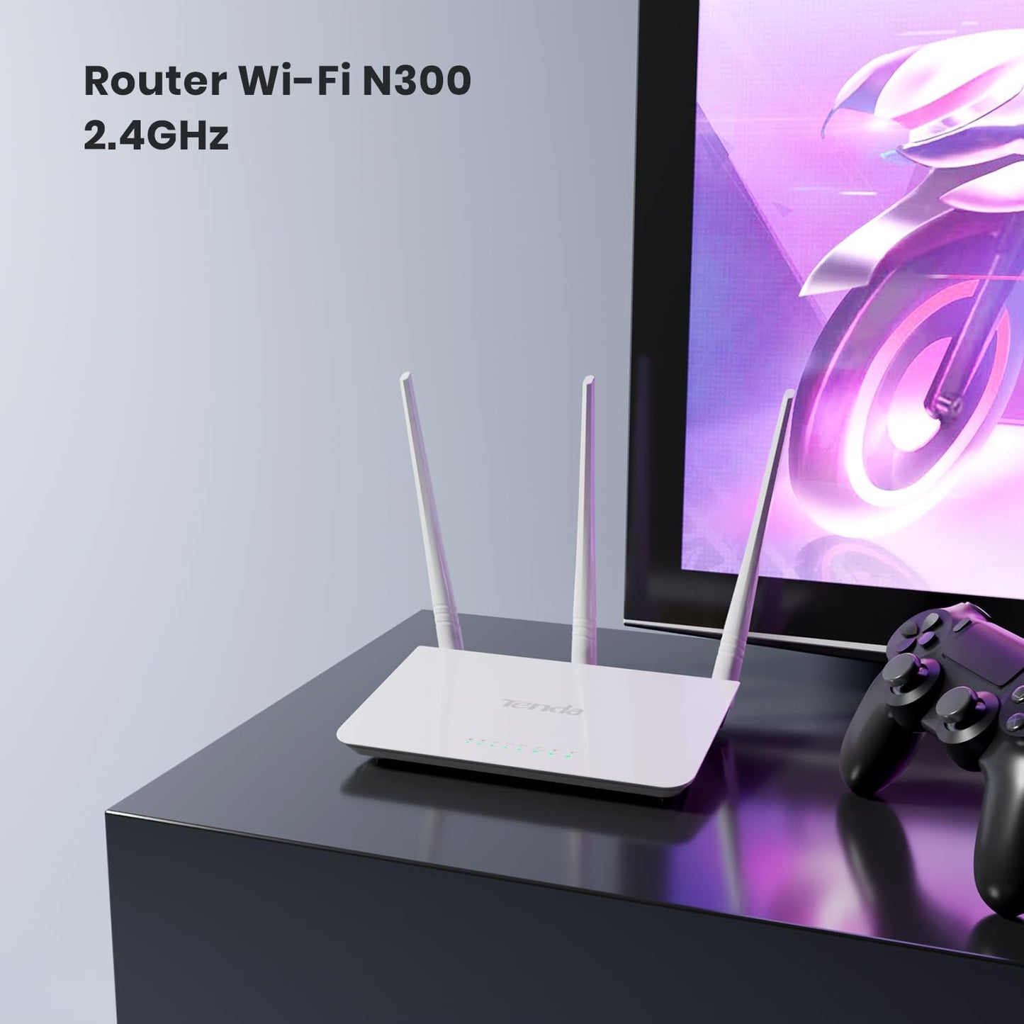 Tenda F3 N300 Router WiFi, Speed with 2.4GHz/300 Mbps, 3 LAN/WAN Porte, Antenne esterne 3 * 5dBi, Parental Control/Rete Ospiti/WISP Access Point Mode/Configurazione Semplice