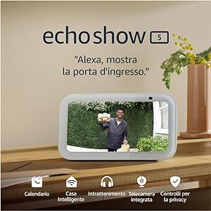 Echo Show 5 (3ª generazione) | Schermo touch intelligente e compatto, con Alexa: controllo della Casa Intelligente e molto altro | Azzurro