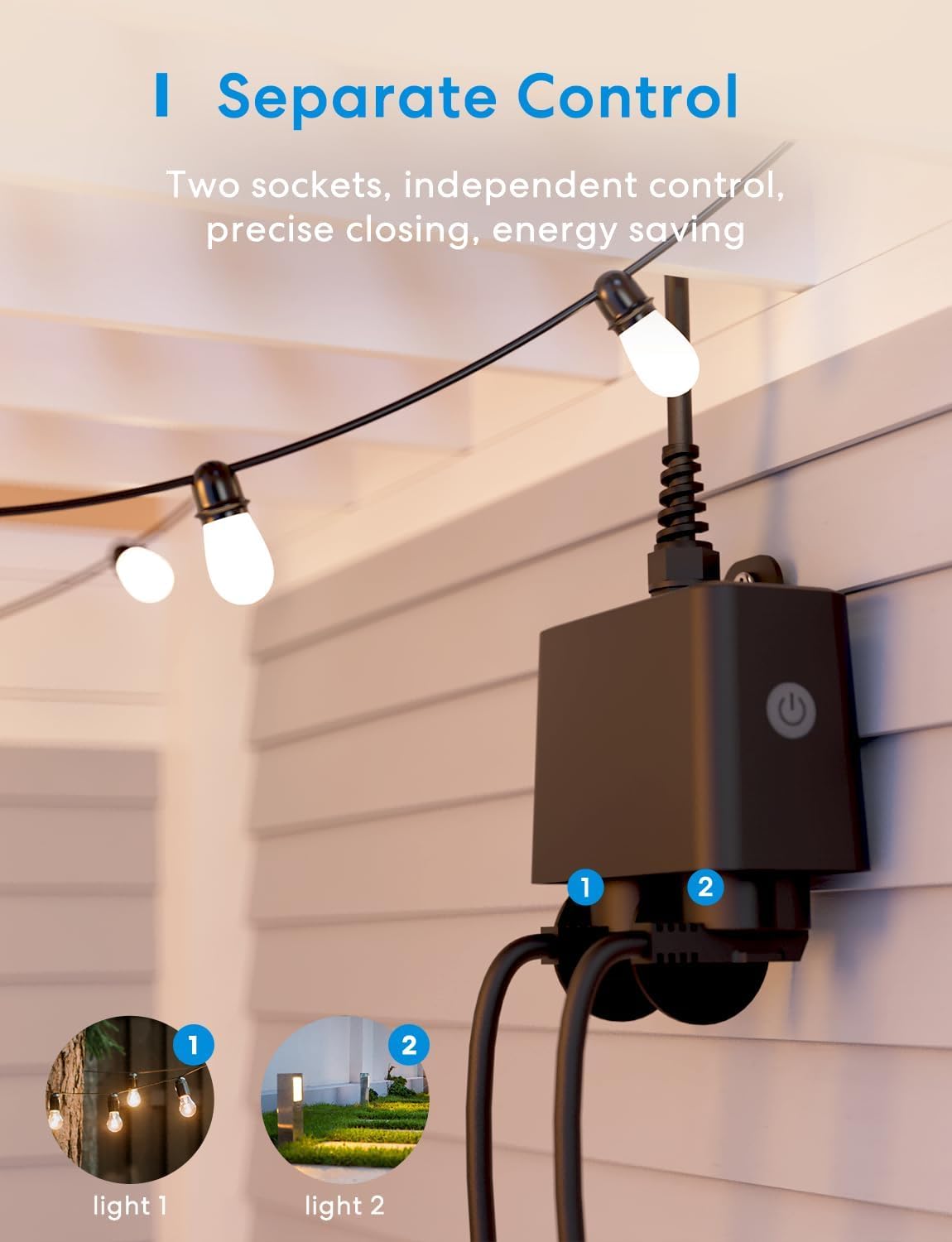 Meross Presa WiFi Esterna 2 Prese Uscita, Multipresa Smart Intelligente, Outdoor Spina Plug, Funzione Timer, Compatibile con Apple HomeKit Siri, Alexa,Google Assistant y SmartThings, 2,4GHz