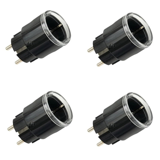Shelly Plug S MTR Gen3 Nero, confezione da 4 prese intelligenti certificate opache, con monitoraggio della corrente e display LED multicolore, telecomando iOS Android APP, Google Home+Alexa, timer