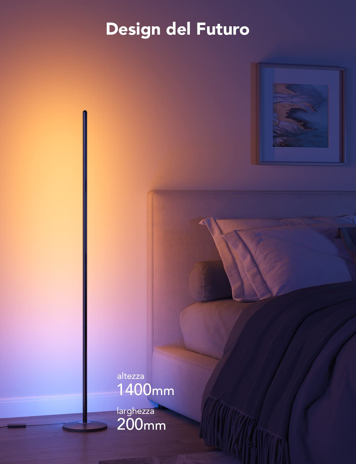 Govee Lampade da Terra LED RGBIC 136cm, Piantana Lampada da Terra Funziona con Alexa, APP, 16 Milioni di Colori Musica Sincronizzazione a Luce Calda per Soggiorno, Camera da Letto, Ufficio