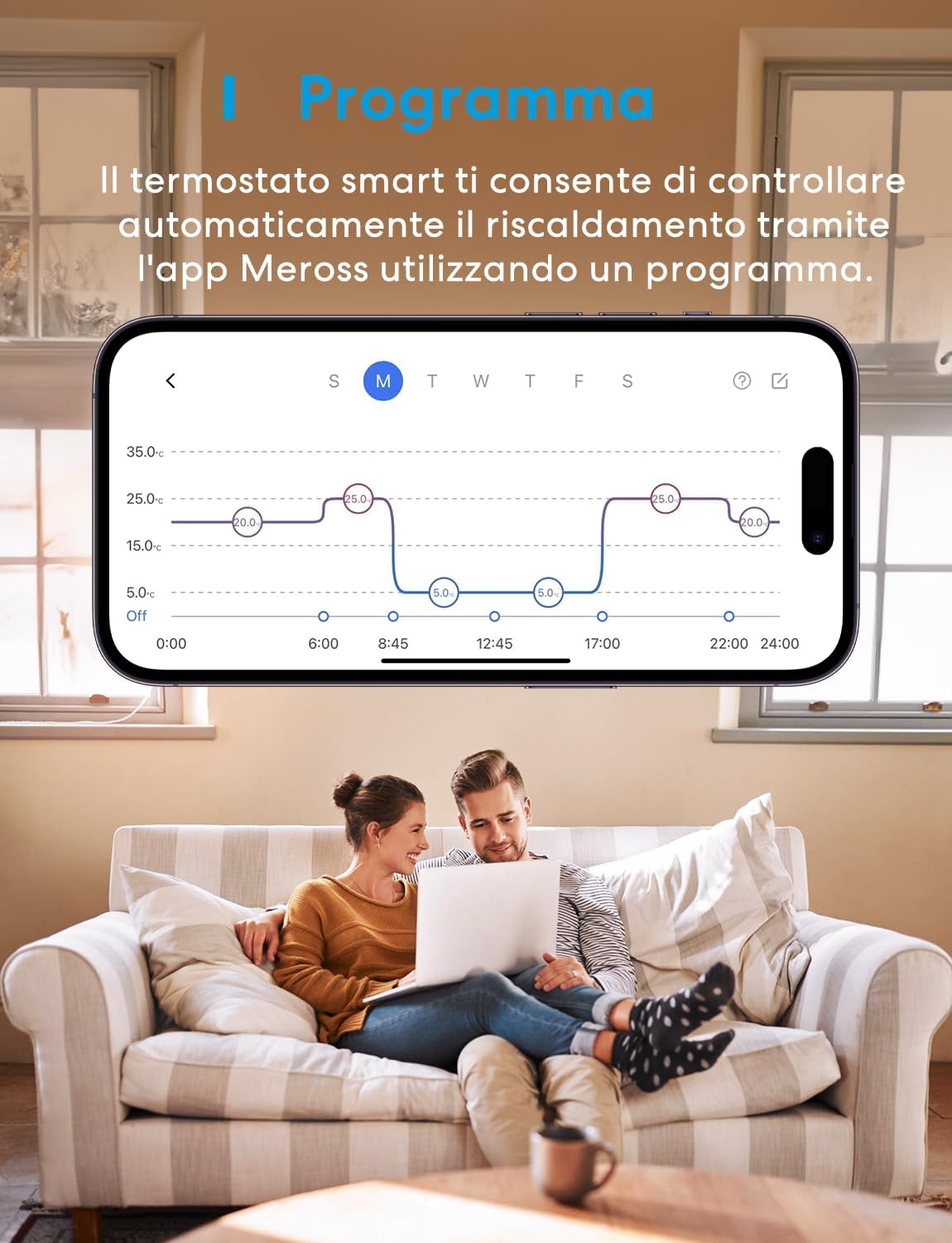 Meross Termostato WiFi, Termostato Smart per Caldaia, Cronotermostato, Termostato da Parete Intelligente per Apple HomeKit, Alexa e Google Assistant, Funzione Programmazione, LED Digitale Touchscreen