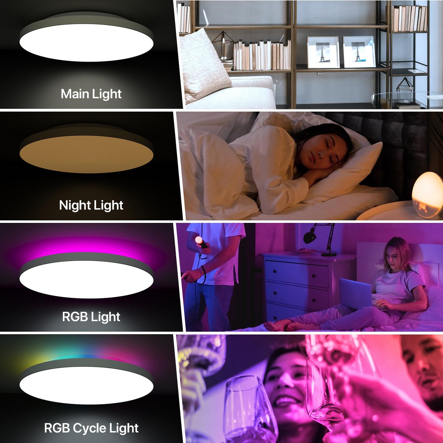 LUTW Plafoniera LED Soffitto Dimmerabile 24W, Smart Lampada LED Soffitto RGB con Telecomando e APP, Compatibile con Alexa e Google Home, 2400LM IP54 per Camera da Letto, Bagno, Cucina, Ø28cm