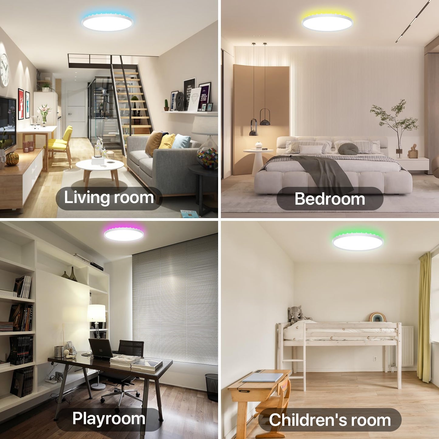 LUTW Plafoniera LED Soffitto Dimmerabile 24W, Smart Lampada LED Soffitto RGB con Telecomando e APP, Compatibile con Alexa e Google Home, 2400LM IP54 per Camera da Letto, Bagno, Cucina, Ø28cm