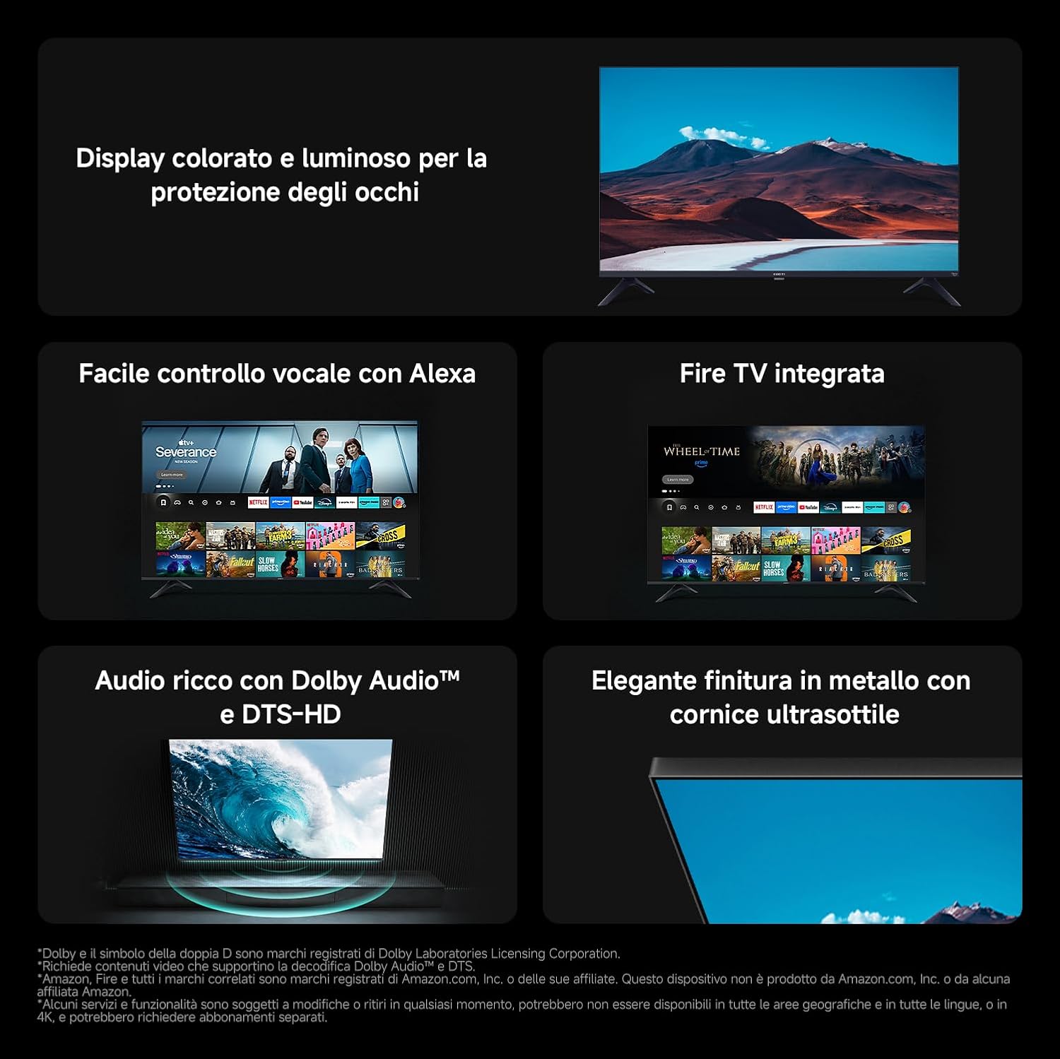 XIAOMI TV F 32, 32 pollici (81 cm), HD, Smart TV, Fire TV,Triple Tuner DVB-C/S/S2/T/T2, Dolby Audio, DTS Virtual:X, DTS-HD, Controllo Vocale Alexa, Compatibile con Apple AirPlay