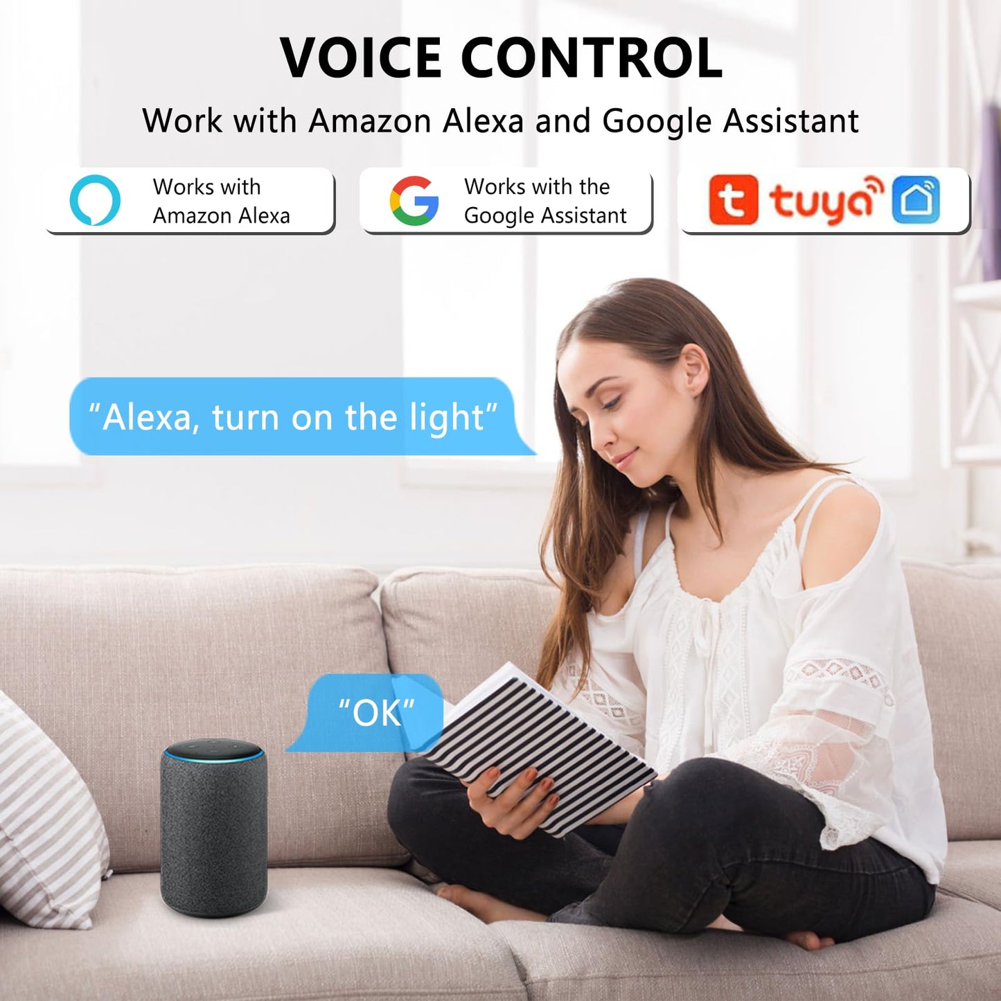 2PC Interruttore Alexa Luci, Dispositivo Wi-Fi per Automazione Domestica di Luci, Interruttore Intelligente WiFi, Controllo Vocale con Alexa, Timer Fai Da, Interruttore Wi-Fi Alexa