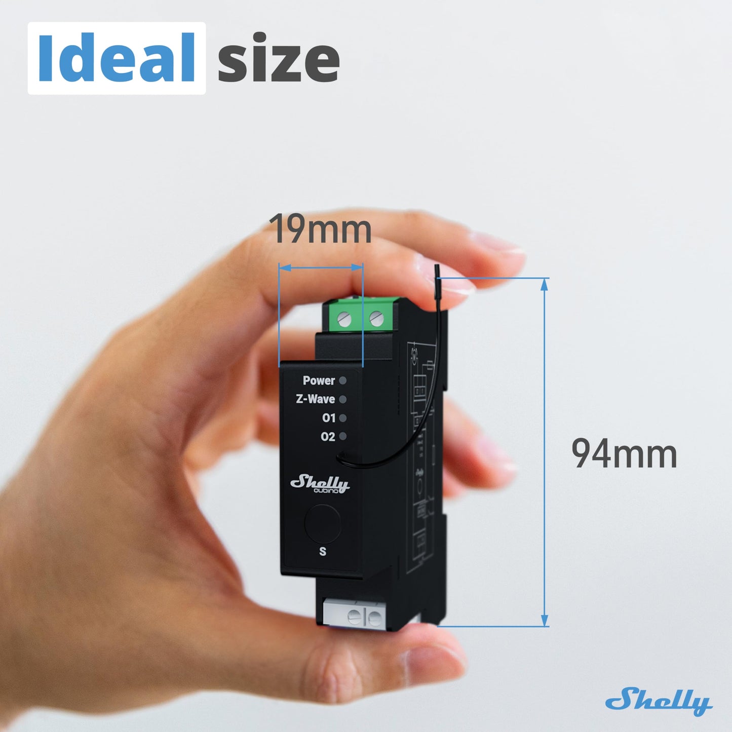 Shelly Wave Pro 2, Interruttore Intelligente Z-Wave Professionale, Contatti Puliti, 2 Canali, 25 A, Montaggio su Guida DIN, Controllo a 2 Fasi, Ripetitore di Rete Esteso, Alta Affidabilità