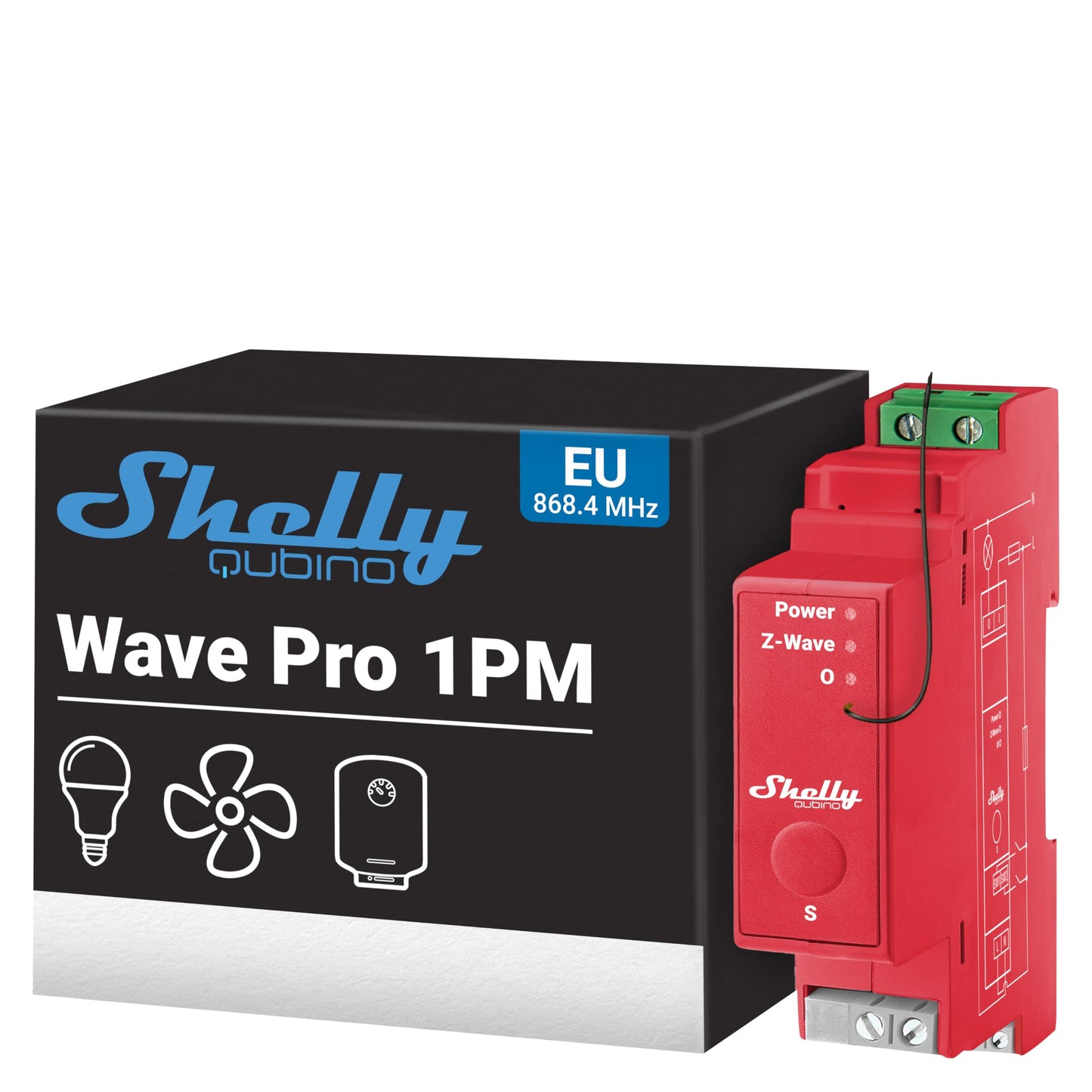 Shelly Wave Pro 2, Interruttore Intelligente Z-Wave Professionale, Contatti Puliti, 2 Canali, 25 A, Montaggio su Guida DIN, Controllo a 2 Fasi, Ripetitore di Rete Esteso, Alta Affidabilità