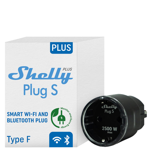 Shelly Plus Plug S - Nero, Presa intelligente programmabile, Misurazione dell'energia elettrica, Indicateur LED, Compatible con Alexa e Google Home, App iOS Android