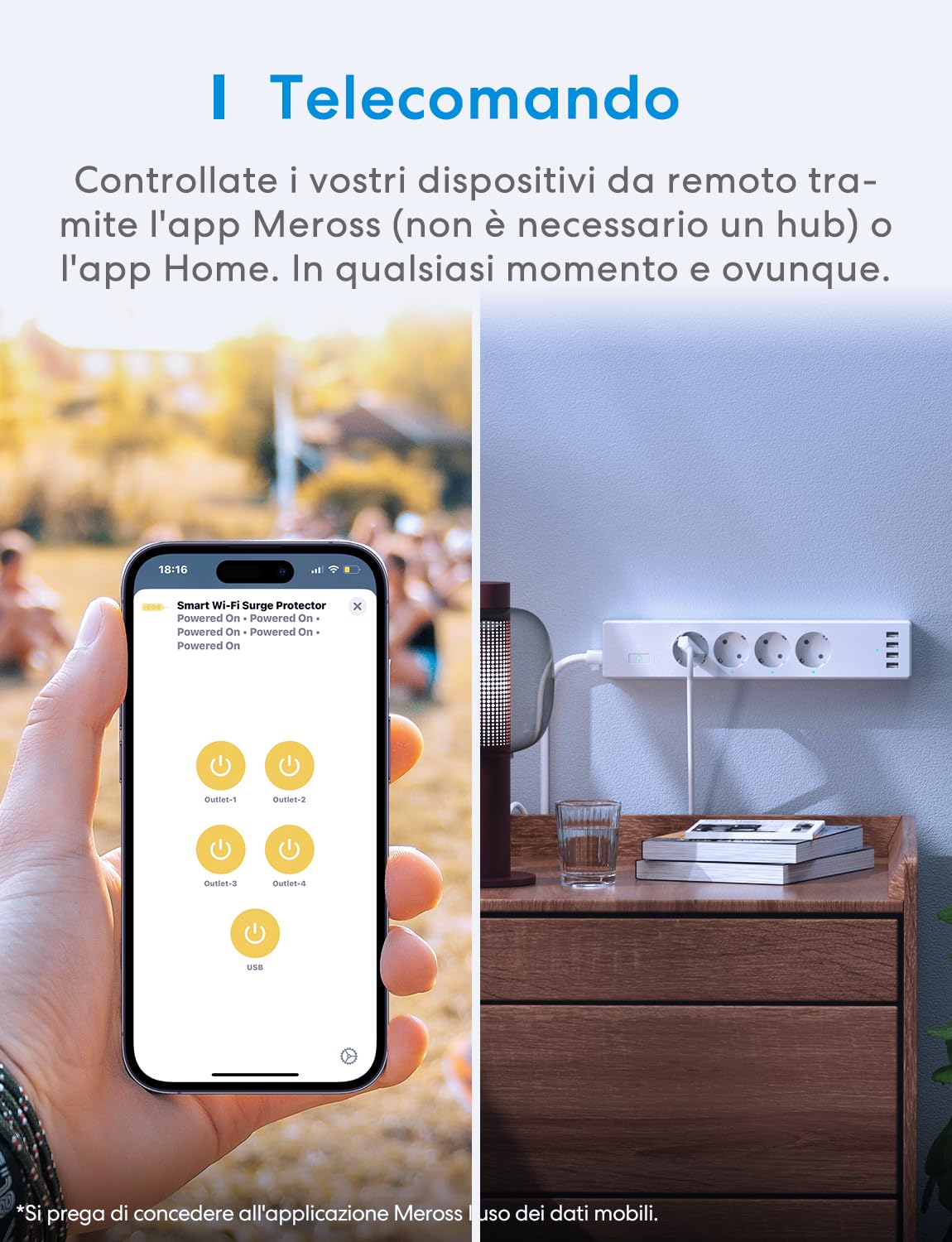 Meross Ciabatta WiFi Smart Alexa, 4000W Multipresa Controllo Intelligente con 4 Schuko 4 Porte USB, Riduzione Consumo Elettrica, Protezione da Sovraccarico Compatibile con Alexa, Google Home