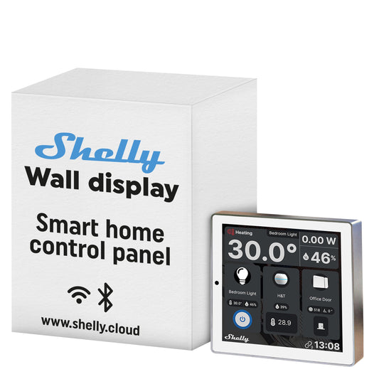 Shelly Wall Display - Blanco, Panello di Controllo Centrale per Casa Intelligente, Interrutore della parete 5A, Domotica, Compatible con Alexa e Google Home, Controllo remoto App iOS Android