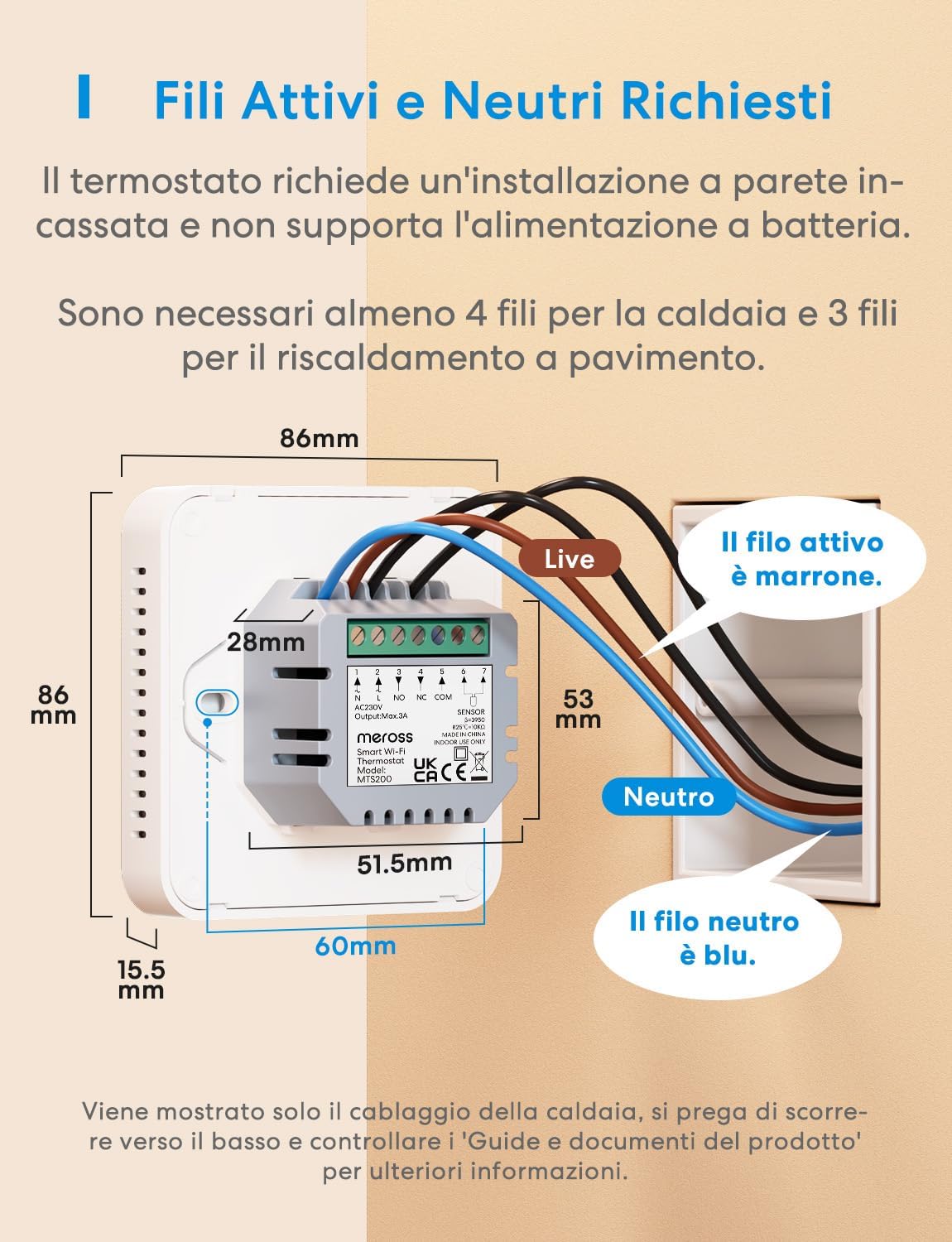 Meross Termostato WiFi, Termostato Smart per Caldaia, Cronotermostato, Termostato da Parete Intelligente per Apple HomeKit, Alexa e Google Assistant, Funzione Programmazione, LED Digitale Touchscreen