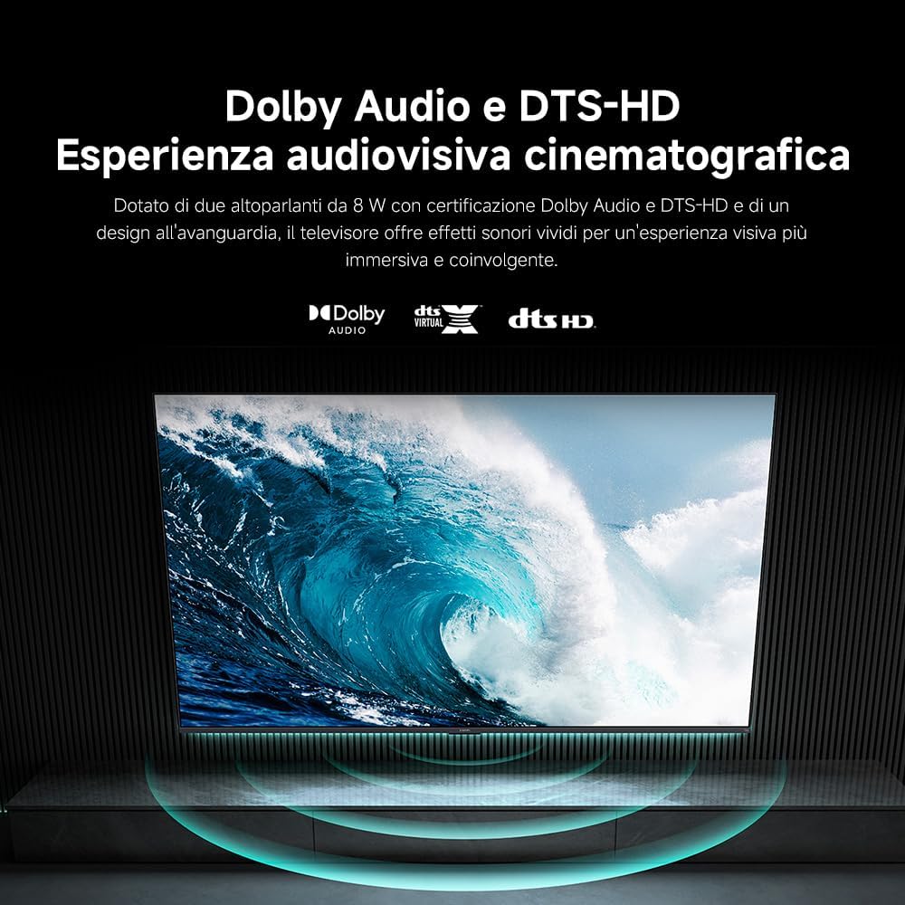 XIAOMI TV F 32, 32 pollici (81 cm), HD, Smart TV, Fire TV,Triple Tuner DVB-C/S/S2/T/T2, Dolby Audio, DTS Virtual:X, DTS-HD, Controllo Vocale Alexa, Compatibile con Apple AirPlay