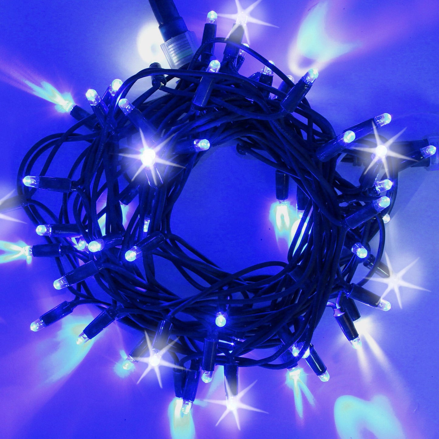 Stringa 5m 230V con flash | cavo blu | catena 60 led (10 flash)