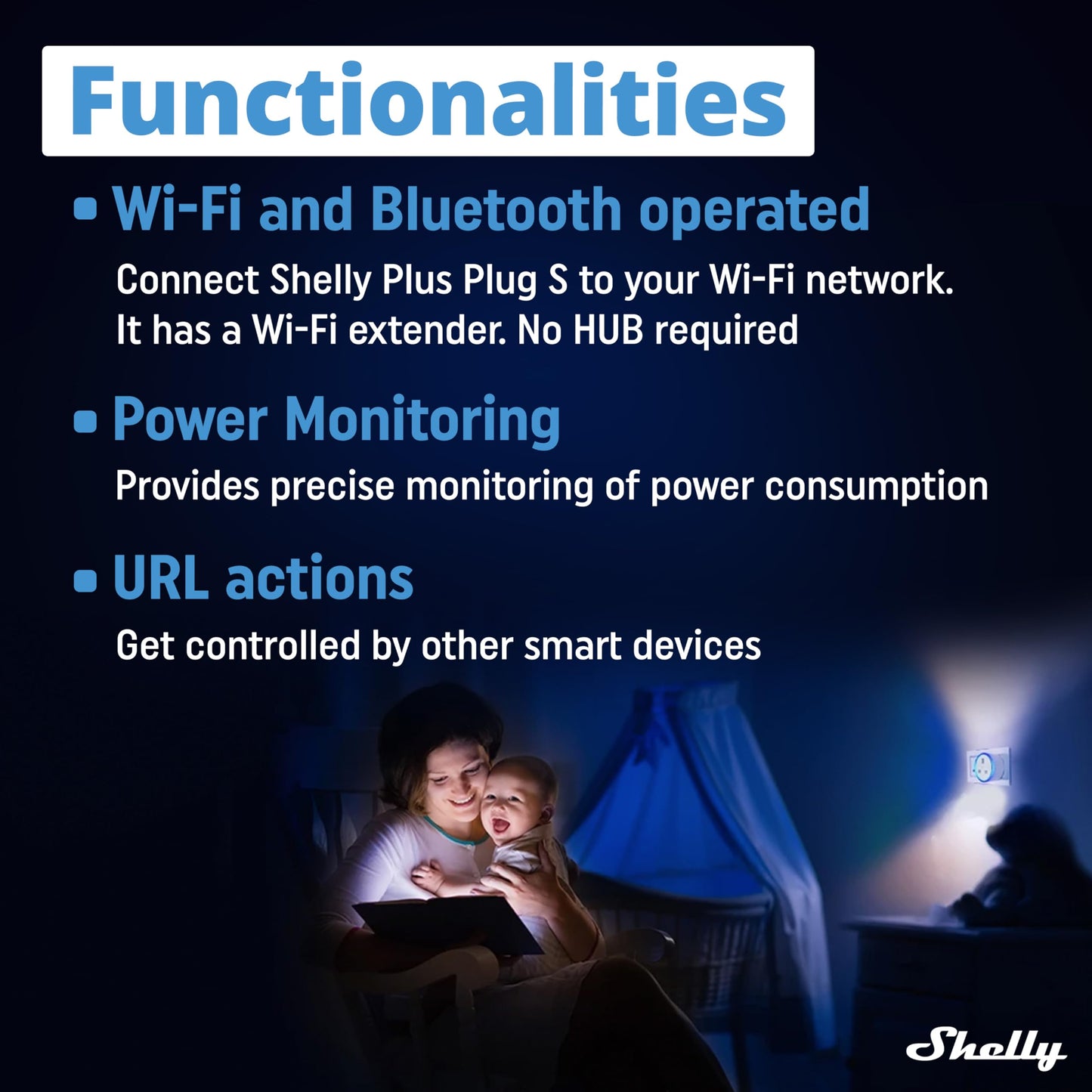 Shelly Plus Plug S, Presa Intelligente, Connettività Bluetooth, con Misurazione della Potenza, Schuko, Wifi