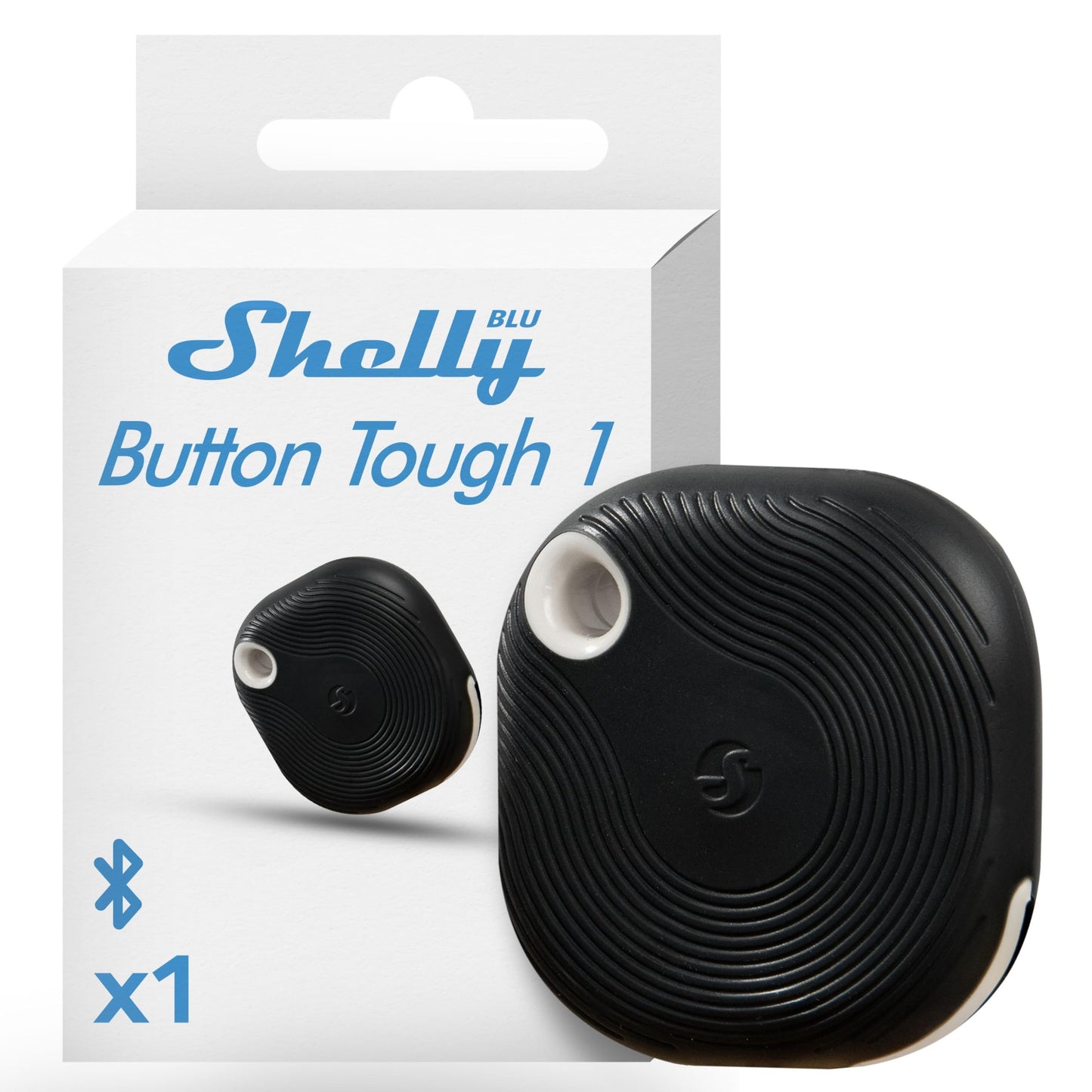 Shelly BLU Button Tough Nero,Pulsante intelligente controllato via Bluetooth,Dimmerazione, accensione e spegnimento di dispositivi e attivazione di scene domotiche,Grado IP54,Applicazione iOS Android