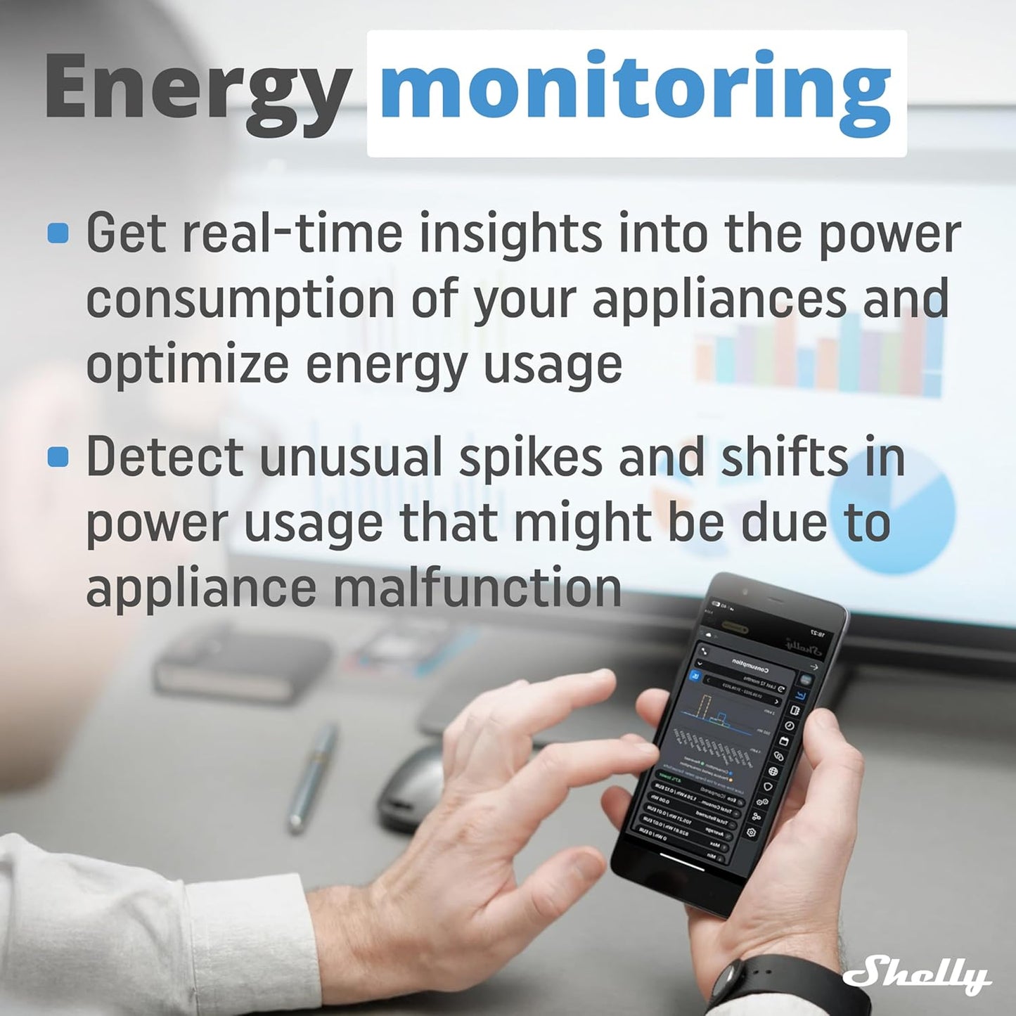 Shelly EM Gen 3 + 50А Morsetto, Wi-Fi & Bluetooth Smart Energy Meter e Contatore Interruttore Relè di Controllo, Trasformatore di Corrente, Domotica, Alexa e Google Home, Nessun hub richiesto, Bianco