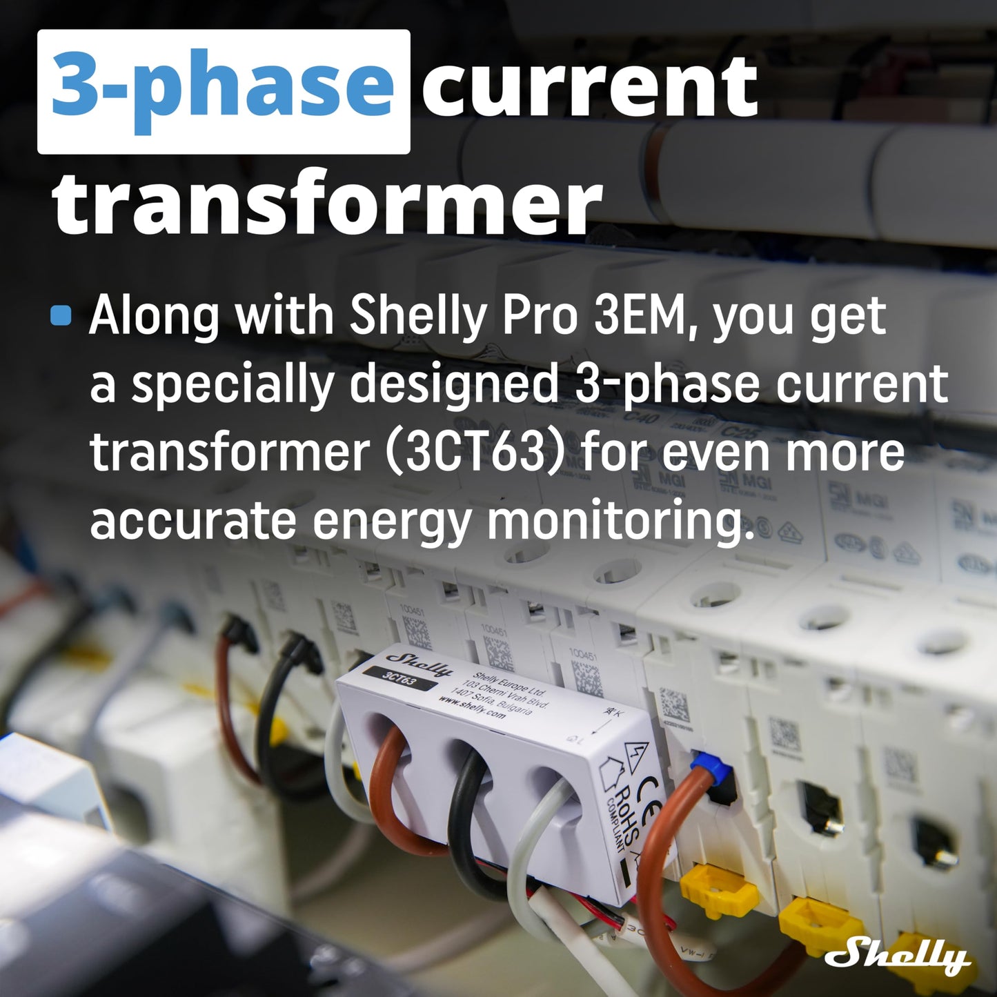 Shelly Pro EM 50A, Contatore di energia Wi-Fi e Bluetooth con comando a Contattori Con Misurazione Dei Consumi, Domotica, Compatibile Con Alexa e Google Home, Nessun Hub Richiest