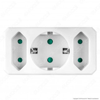 V-Tac VT-1005 Multipresa Adattatore Triplo Colore Bianco - SKU 8784