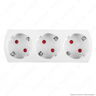V-Tac VT-1011 Multipresa Adattatore Triplo Colore Bianco - SKU 8789