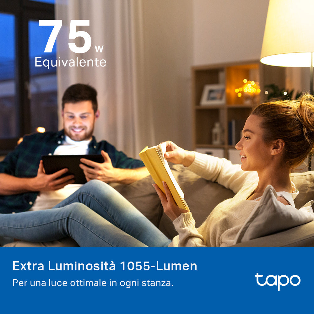 Tapo L535E Lampadina LED Smart Wi-Fi Multicolore E27, Extra-Luminosa, Controllo Vocale con Alexa, Certificata Matter, 2pz