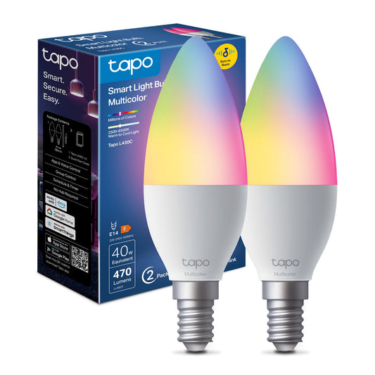 Tapo L430C Lampadina LED Smart Wi-Fi Multicolore E14, Controllo Vocale con Alexa, 2pz