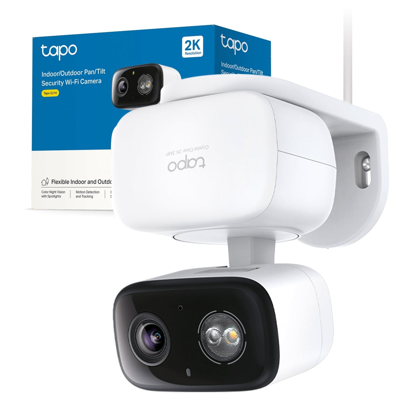 Tapo C216 Telecamera Wi-Fi Esterno/Interno 2K 3MP, 360° Visuale, Visione Notturna a Colori, ⚠️Non a batteria