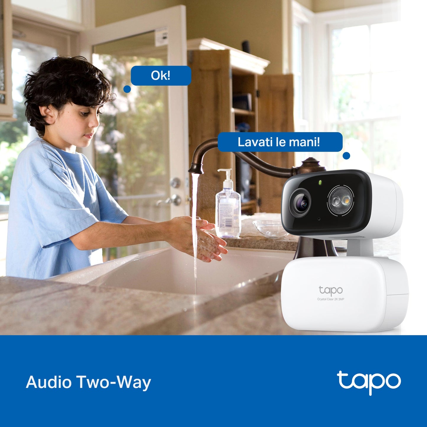 Tapo C216 Telecamera Wi-Fi Esterno/Interno 2K 3MP, 360° Visuale, Visione Notturna a Colori, ⚠️Non a batteria