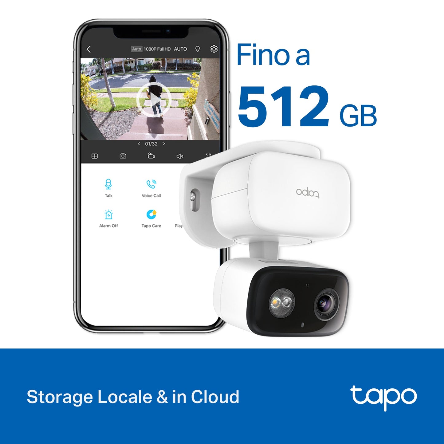 Tapo C206 Telecamera Wi-Fi Esterno/Interno 1080P FHD, 360° Visuale, Visione Notturna a Colori, ⚠️Non a batteria