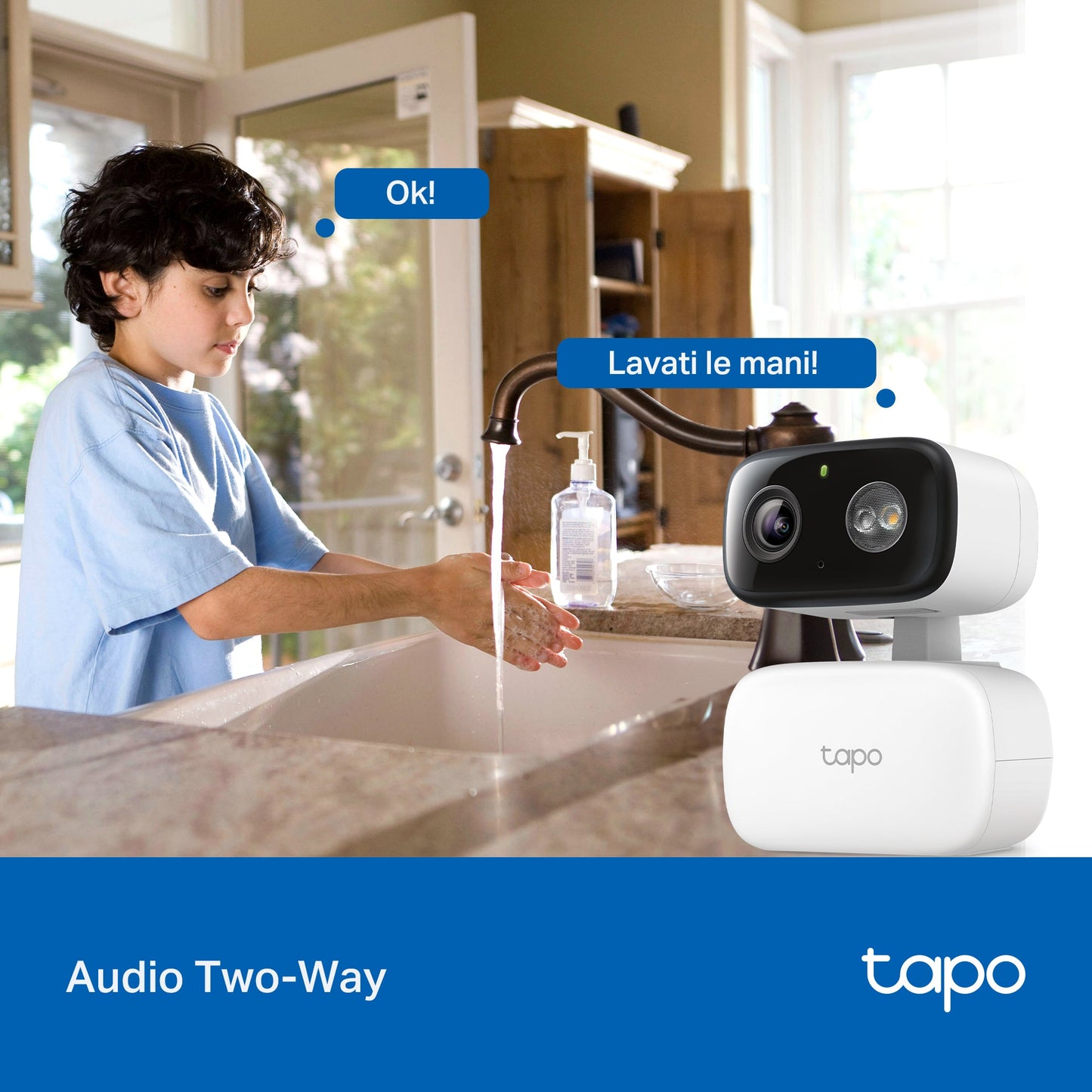 Tapo C206 Telecamera Wi-Fi Esterno/Interno 1080P FHD, 360° Visuale, Visione Notturna a Colori, ⚠️Non a batteria
