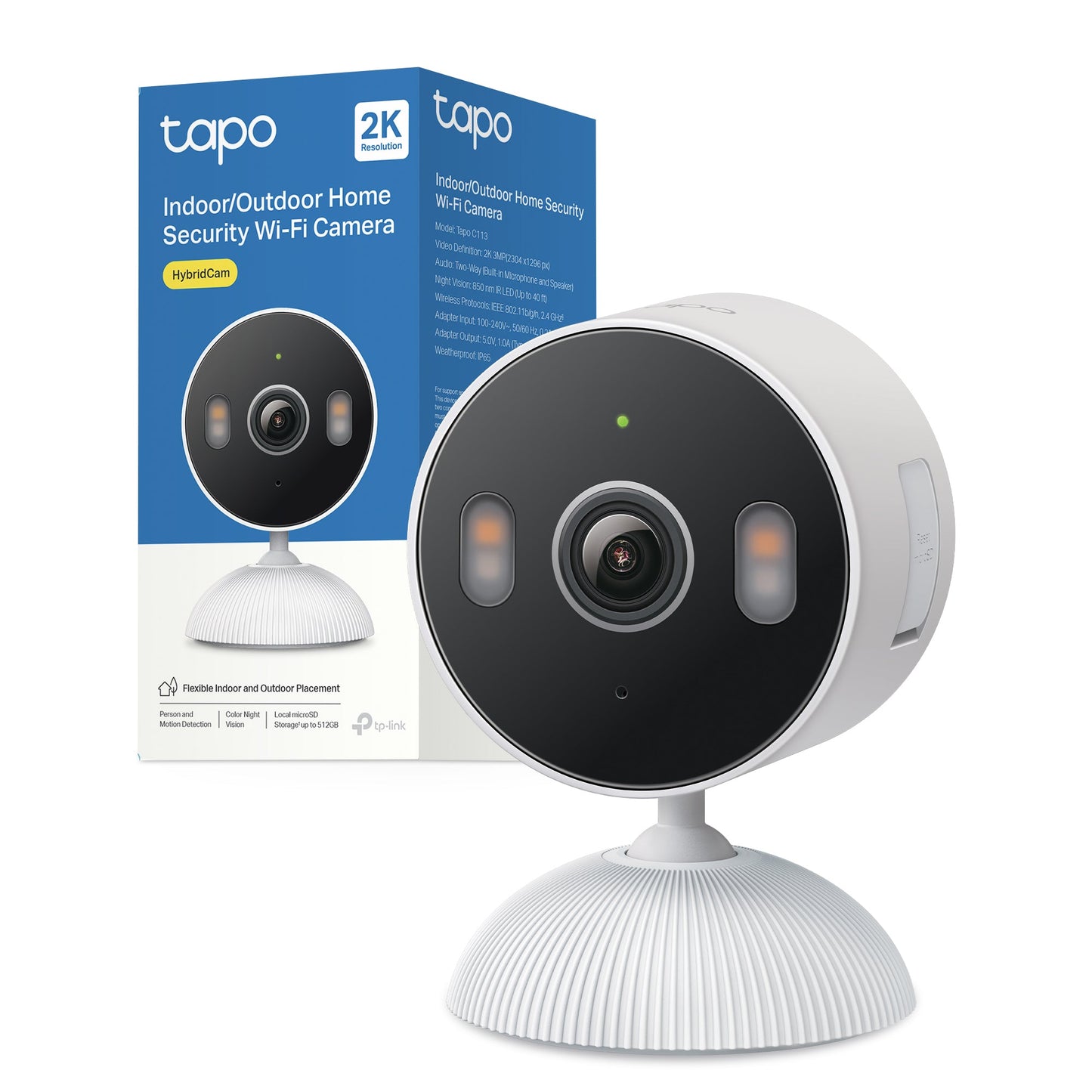 Tapo C113 Telecamera Wi-Fi Esterno/Interno 2K 3MP, Visione Notturna a Colori