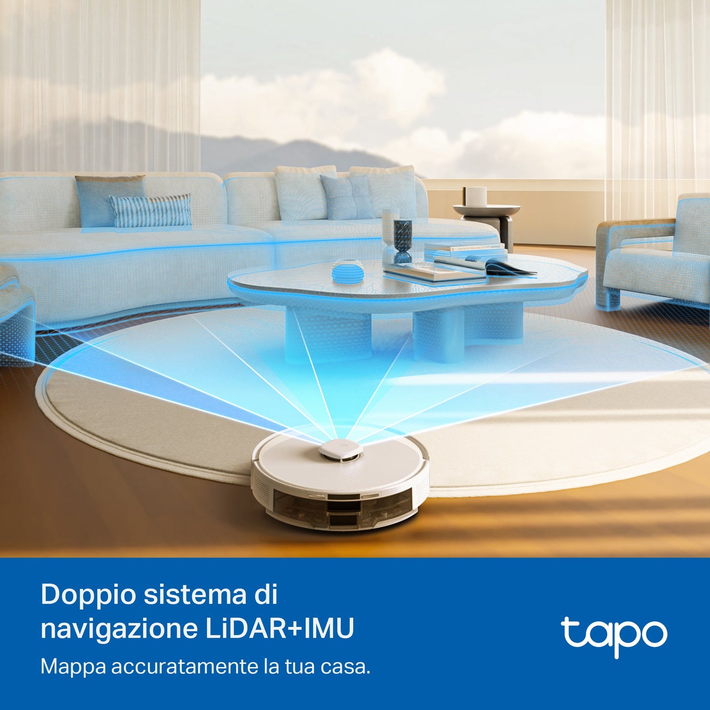 Tapo RV30 Max White Robot Aspirapolvere, Doppia Navigazione LiDAR+IMU, ⚠️Aggiungi la Base di Ricarica RVB102 al carrello