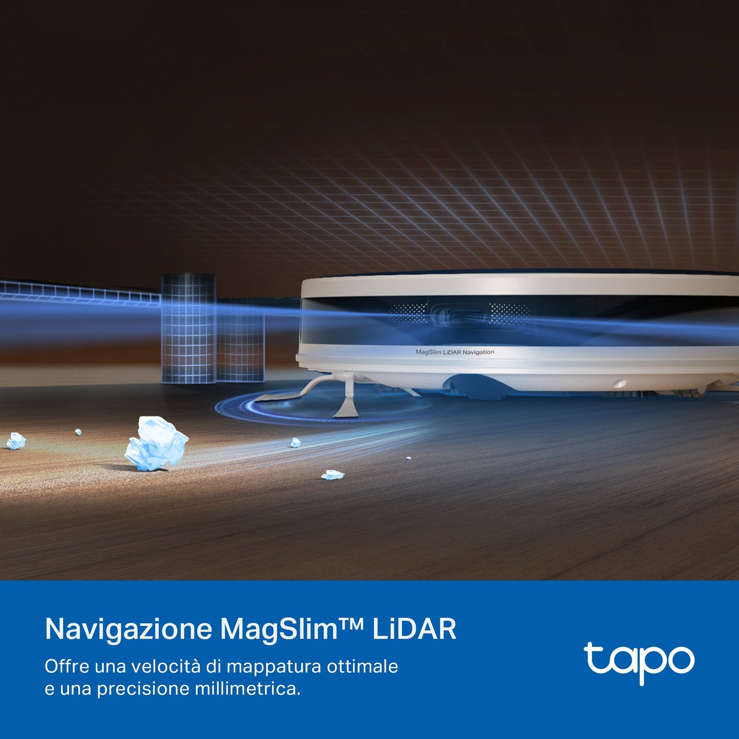 Tapo RV20 Max White Robot Aspirapolvere, Navigazione LiDAR MagSlim, ⚠️Aggiungi la Base di Ricarica RVB102 al carrello