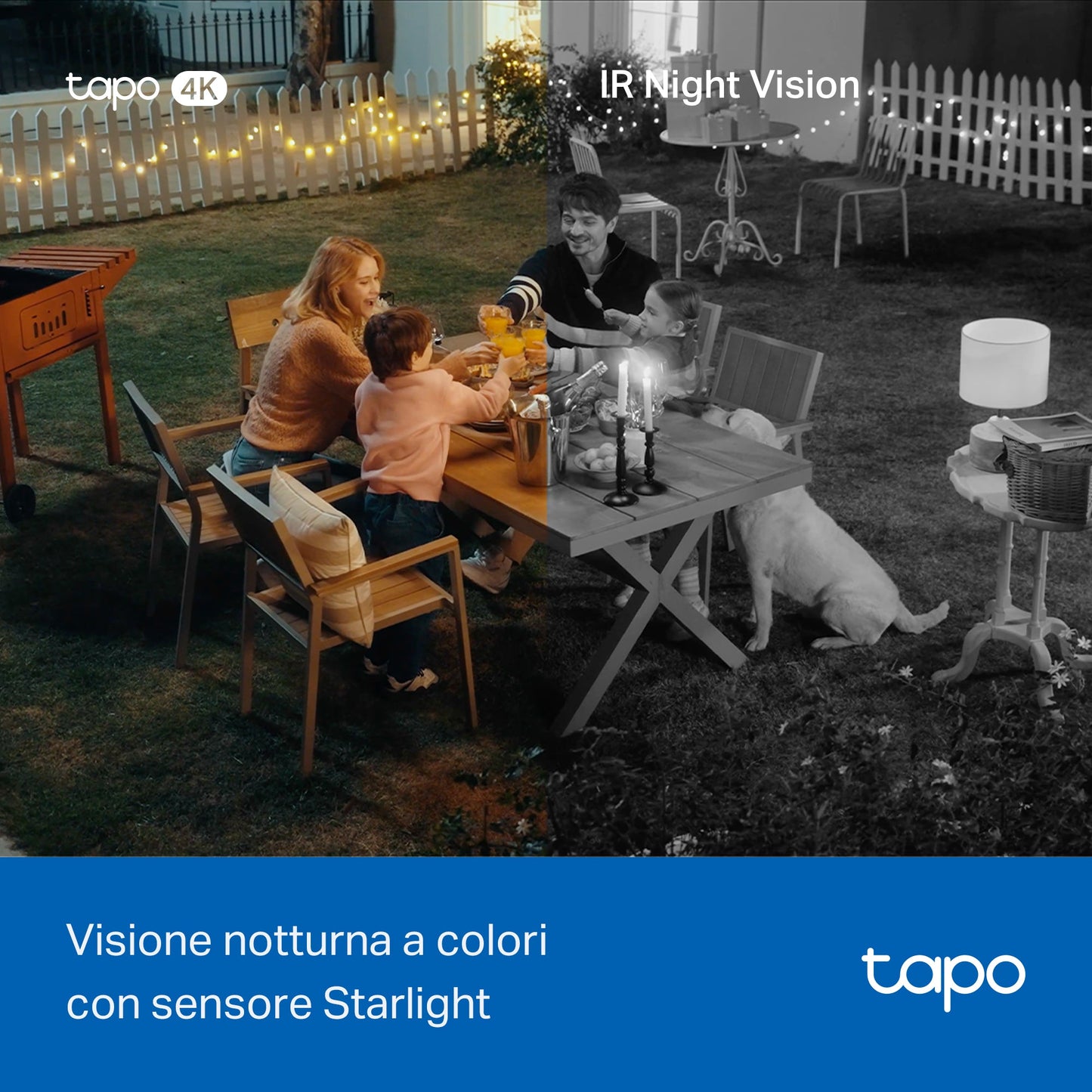 Tapo C560WS Telecamera Wi-Fi Esterno 4K 8MP, 360° Visuale, Visione Notturna a Colori Starlight, Wi-Fi/Ethernet, ⚠️Non a batteria