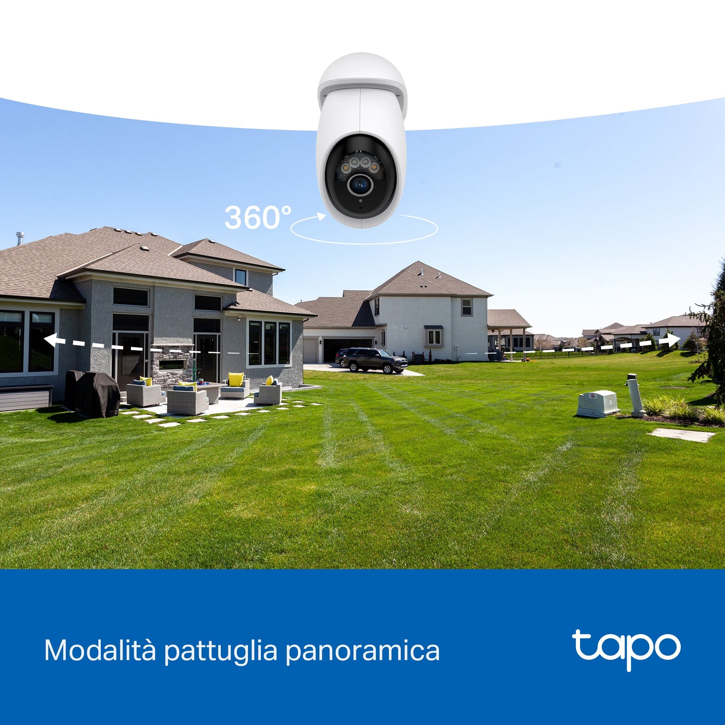 Tapo C560WS Telecamera Wi-Fi Esterno 4K 8MP, 360° Visuale, Visione Notturna a Colori Starlight, Wi-Fi/Ethernet, 2pz, ⚠️Non a batteria